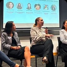 Suzanne Lilley speaking during a panel discussion